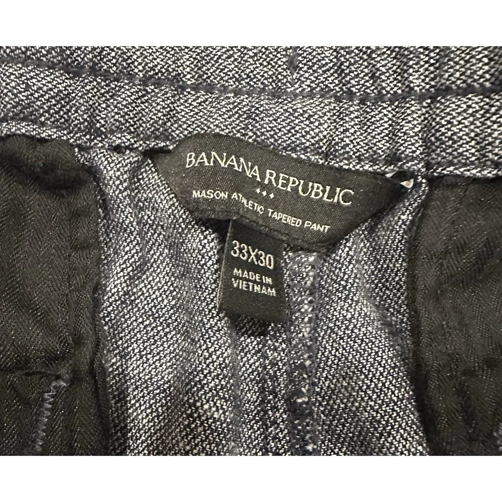 Banana Republic Mens Mason Athletic Tapered Pants Size 33x30 Linen Blend Gray